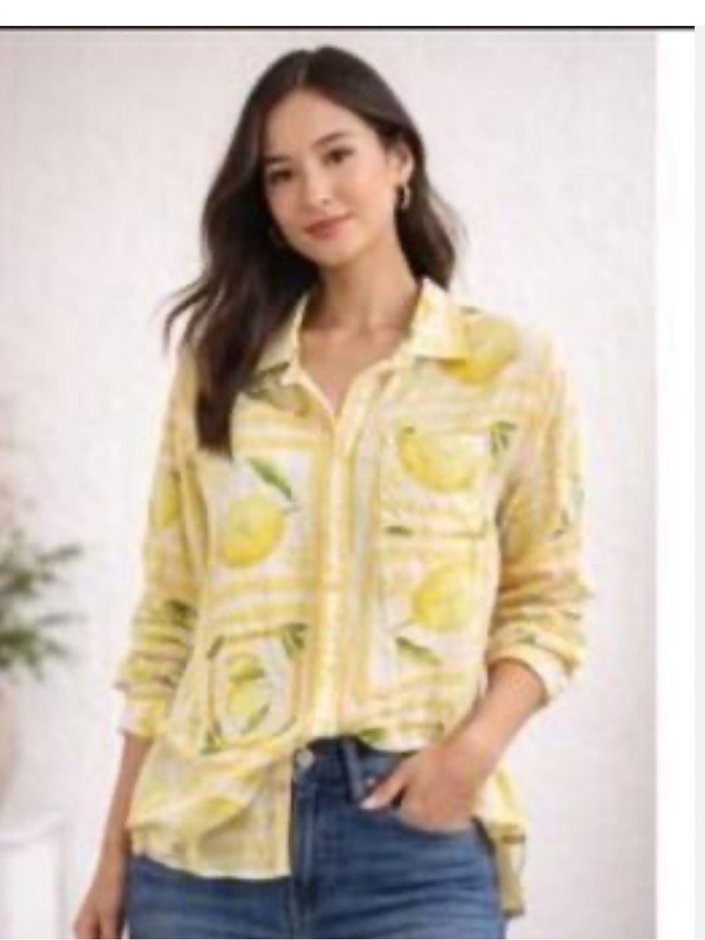Calypso St. Barth Lemon Print Button Down Shirt | Women’s Large